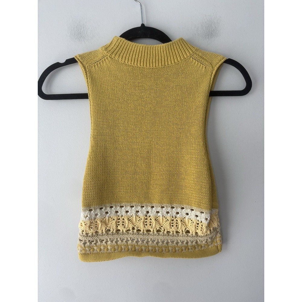 Jonathan Simkhai Clarita Macrame Yellow Knit Mock Neck Tank Top Sz Small Boho - Picture 5 of 7